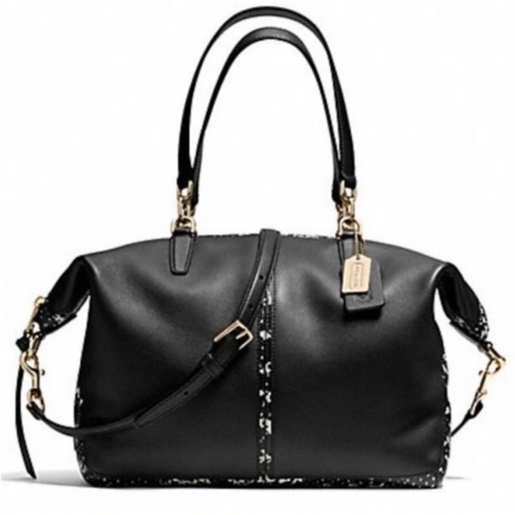 Coach Bleeker Two Tone Black Python Leather Cooper Satchel 27984 - Picture 1 of 7